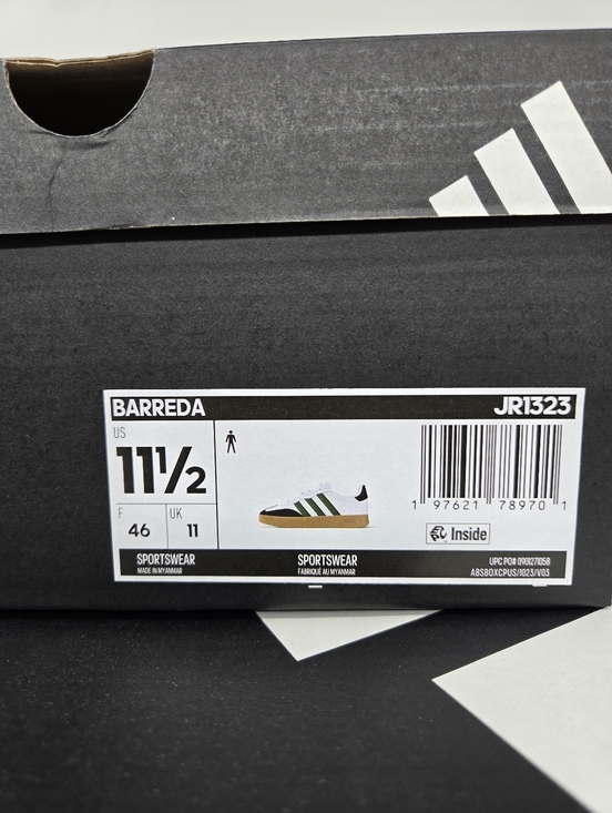 Adidas Men\'s Barreda JR1323 White Black Green Shoes Size 11.5 New main image 8